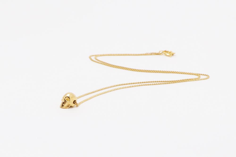 Collar Cadena Craneo Mini Dorado