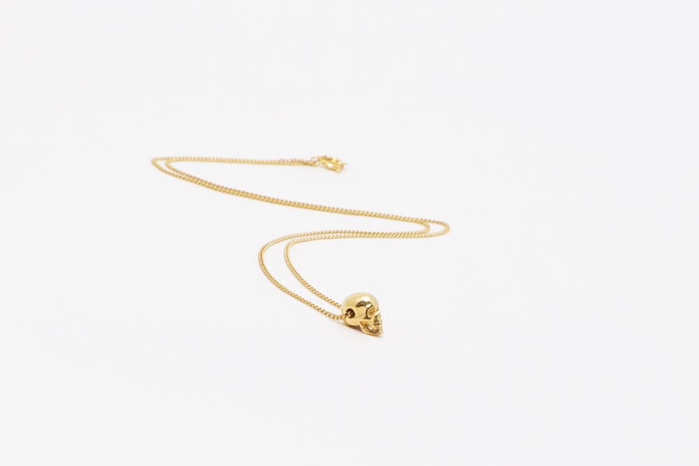 Collar Cadena Craneo Mini Dorado