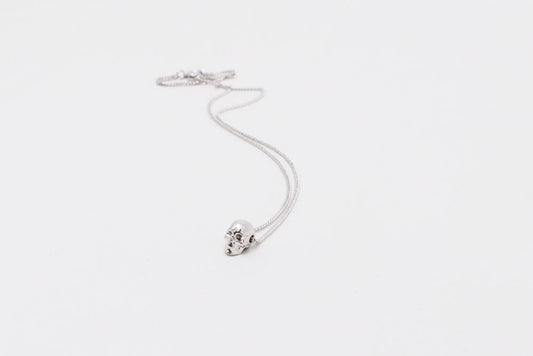 Collar Cadena Craneo Mini Plata