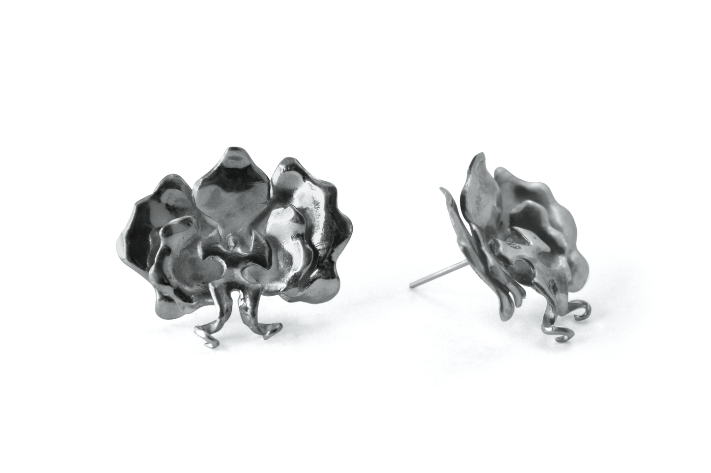 Broqueles Orquidea en Plata