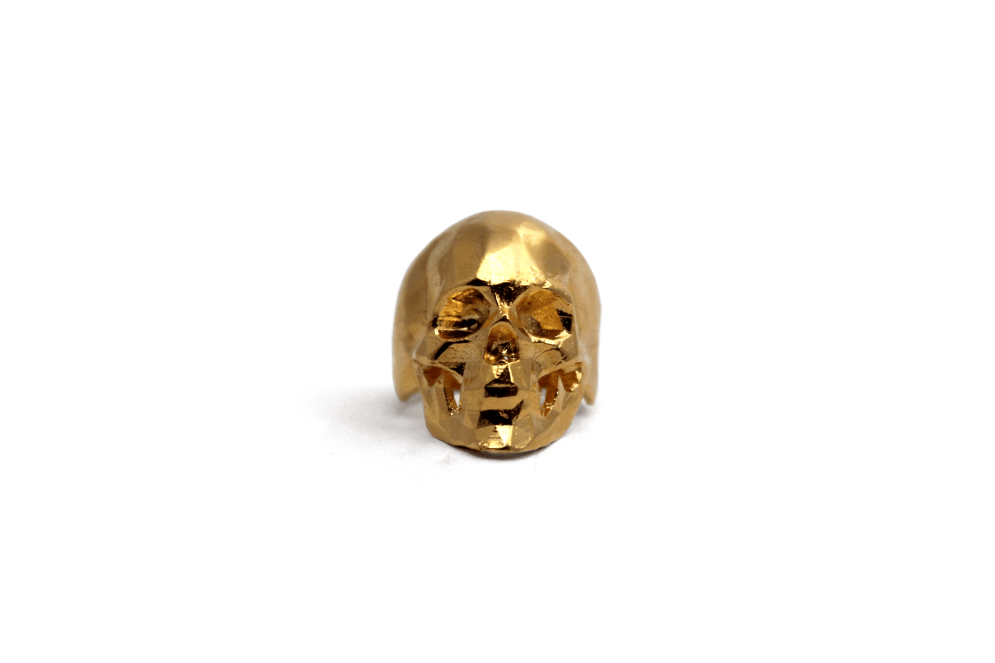 Anillo Craneo Low poly con mandibula Dorado