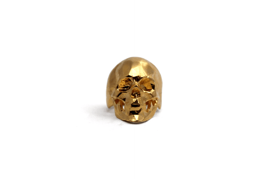 Anillo Craneo Low poly con mandibula Dorado