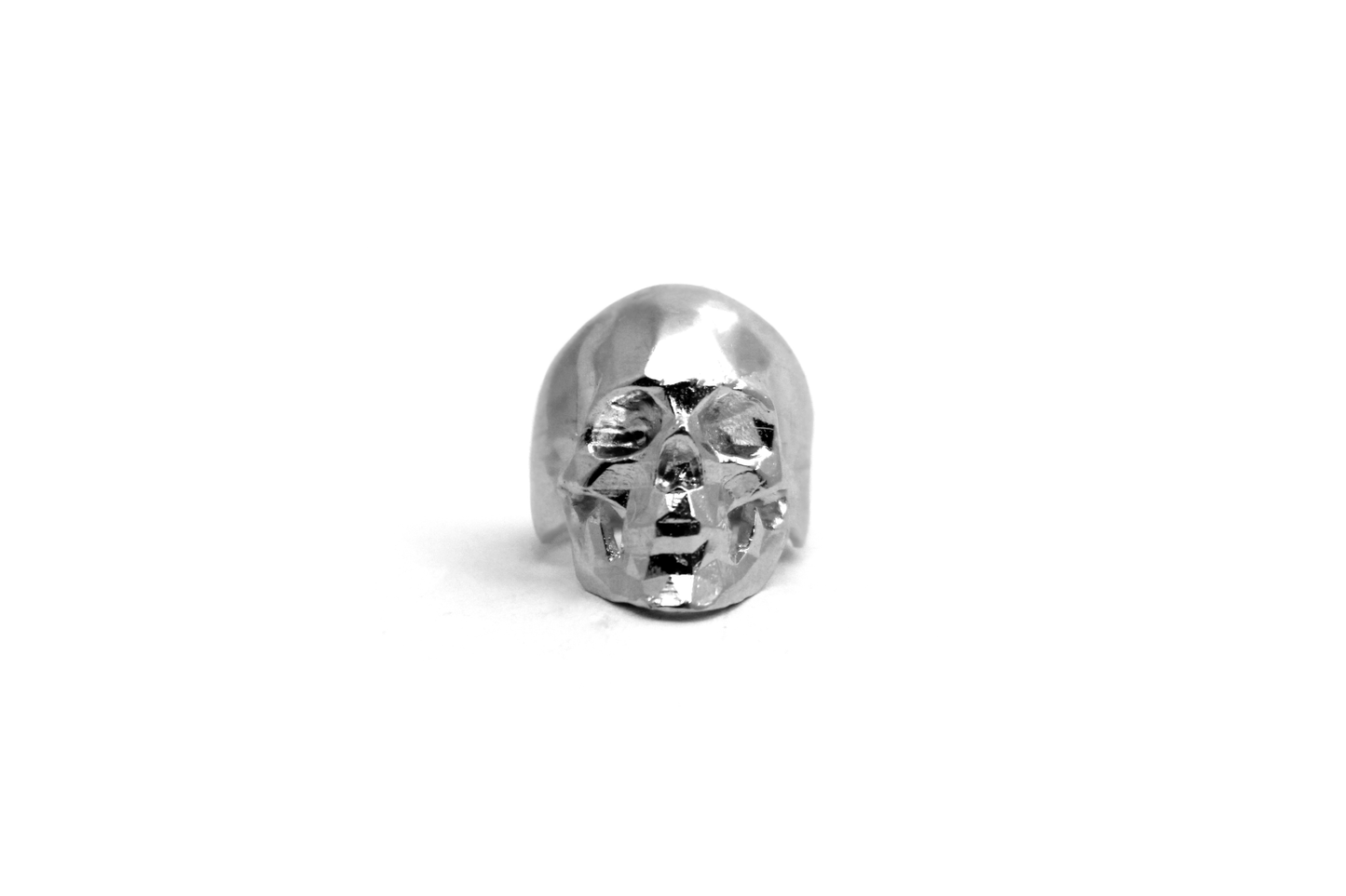 Anillo Craneo Low poly con mandibula Plata