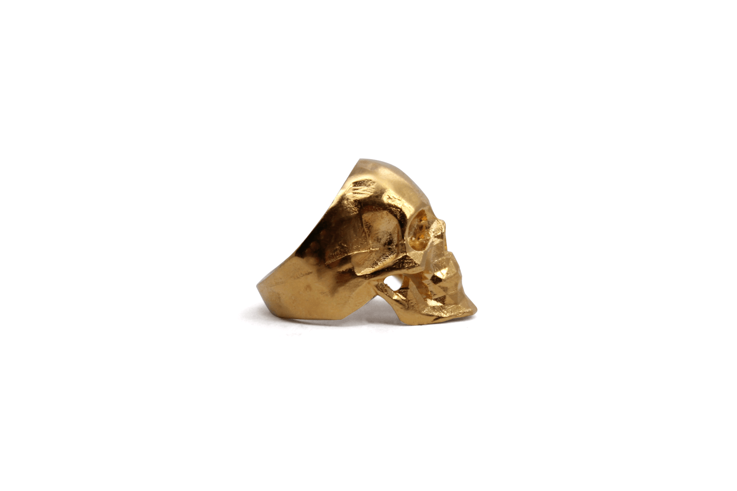 Anillo Craneo Low poly con mandibula Dorado