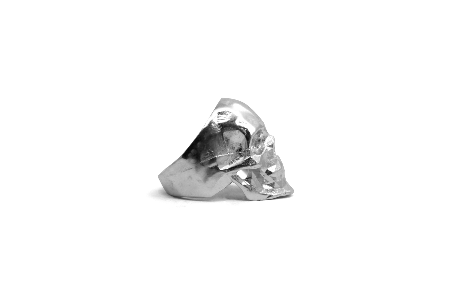 Anillo Craneo Low poly con mandibula Plata