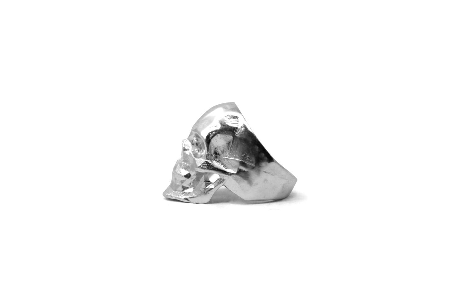 Anillo Craneo Low poly con mandibula Plata