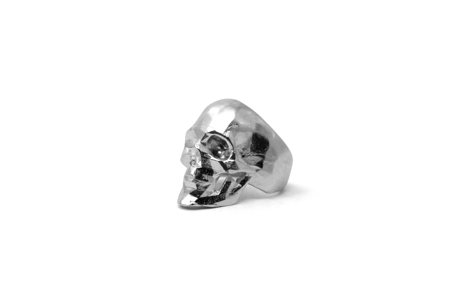 Anillo Craneo Low poly con mandibula Plata