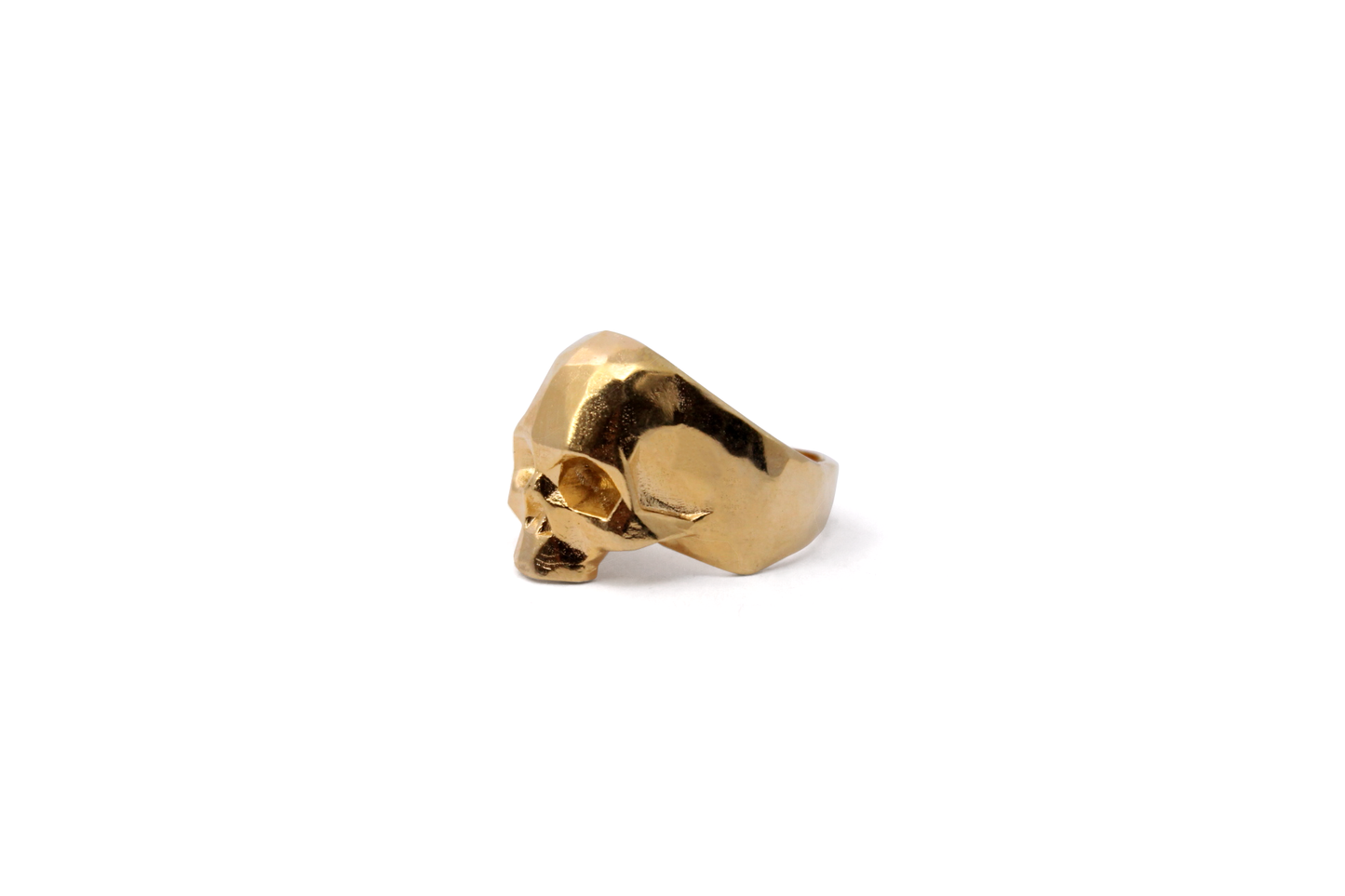 Anillo Craneo Low poly sin mandibula Dorado