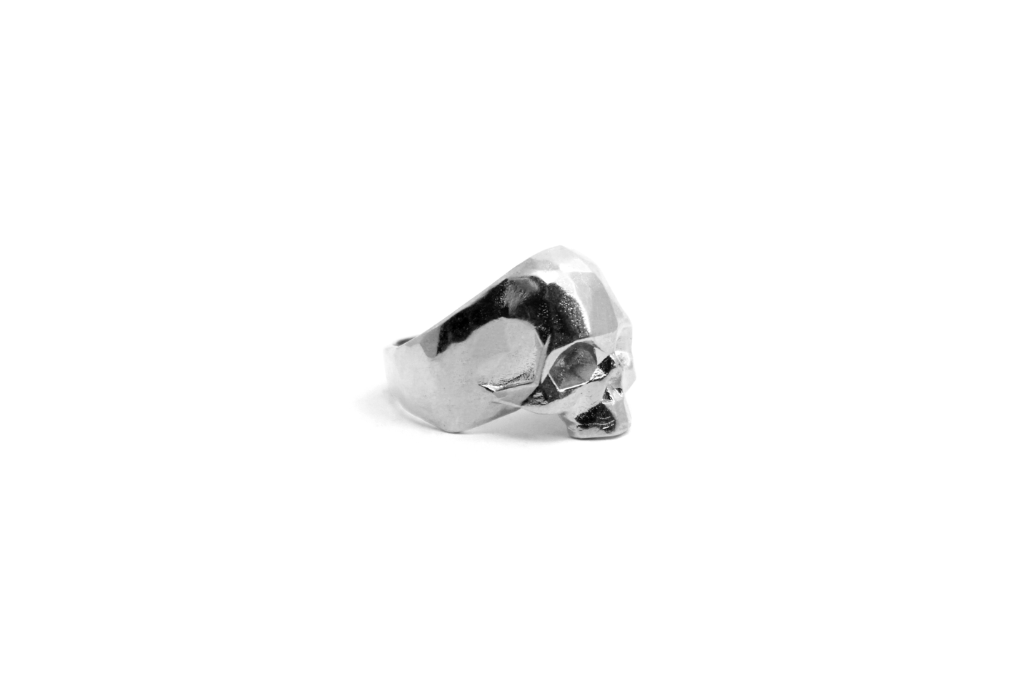 Anillo Craneo Low Poly sin mandibula Plata