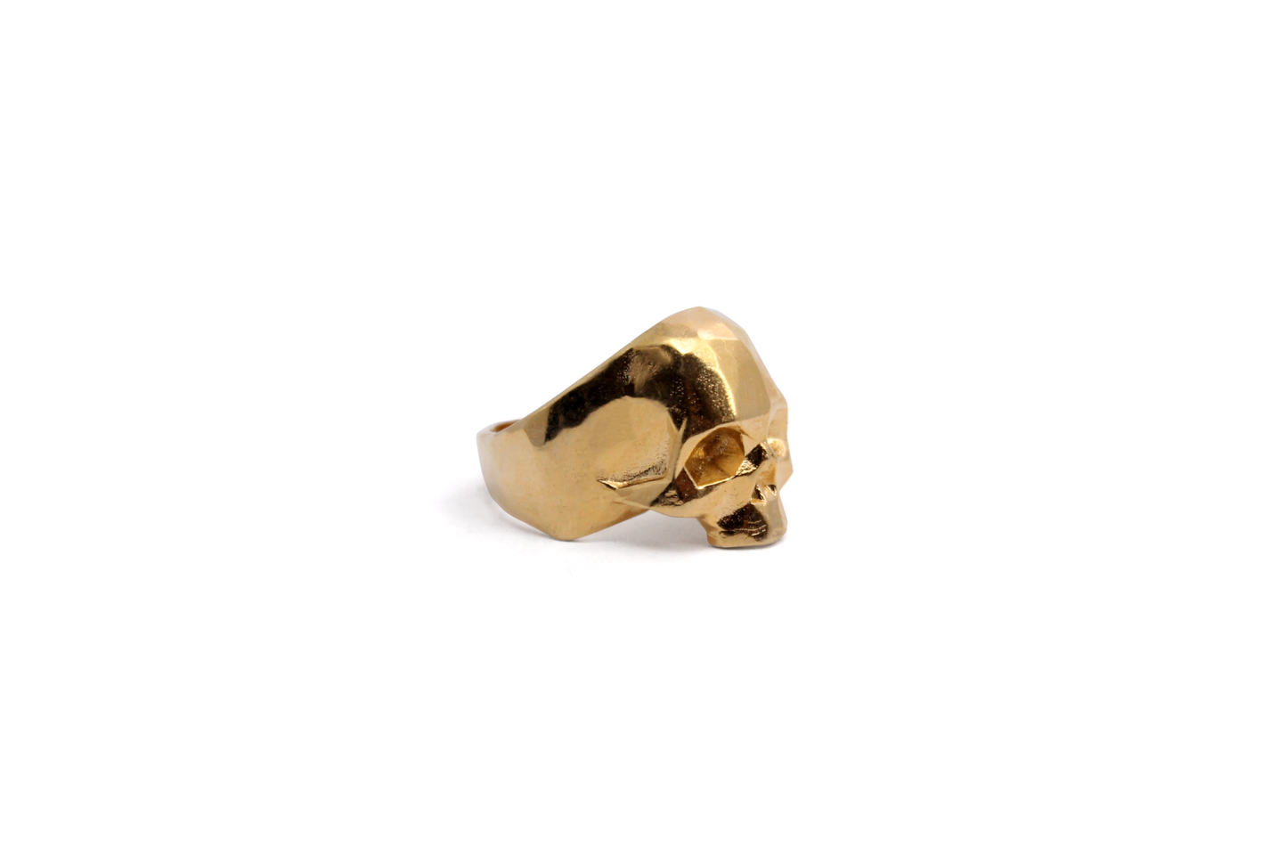 Anillo Craneo Low poly sin mandibula Dorado