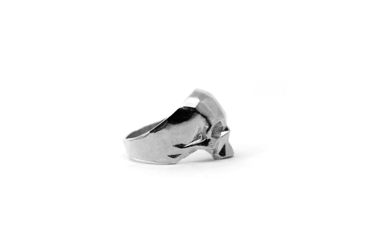 Anillo Craneo Low Poly sin mandibula Plata