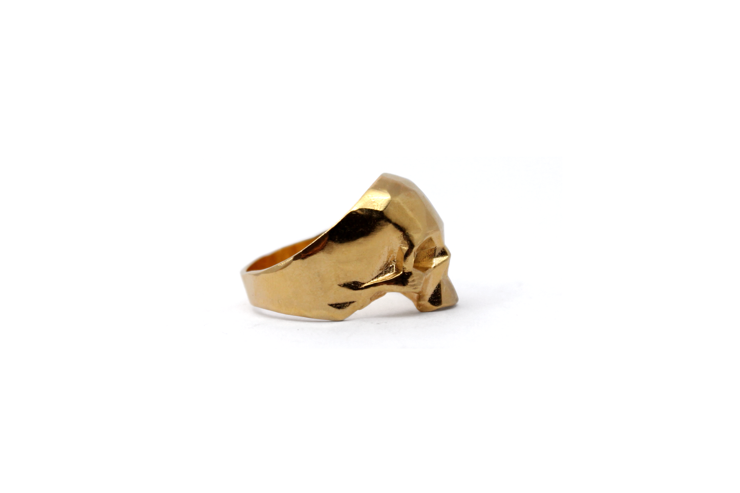 Anillo Craneo Low poly sin mandibula Dorado