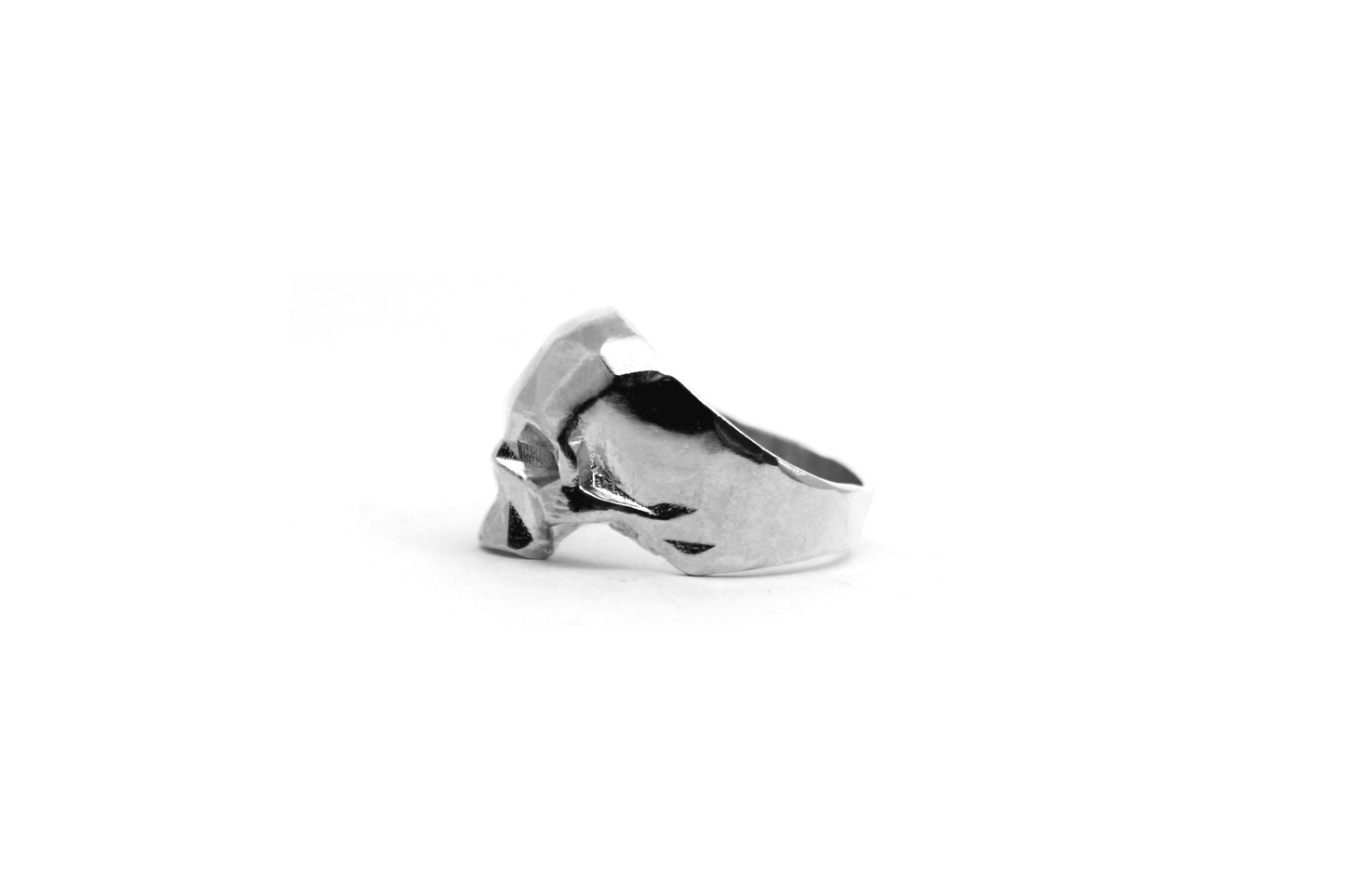 Anillo Craneo Low Poly sin mandibula Plata