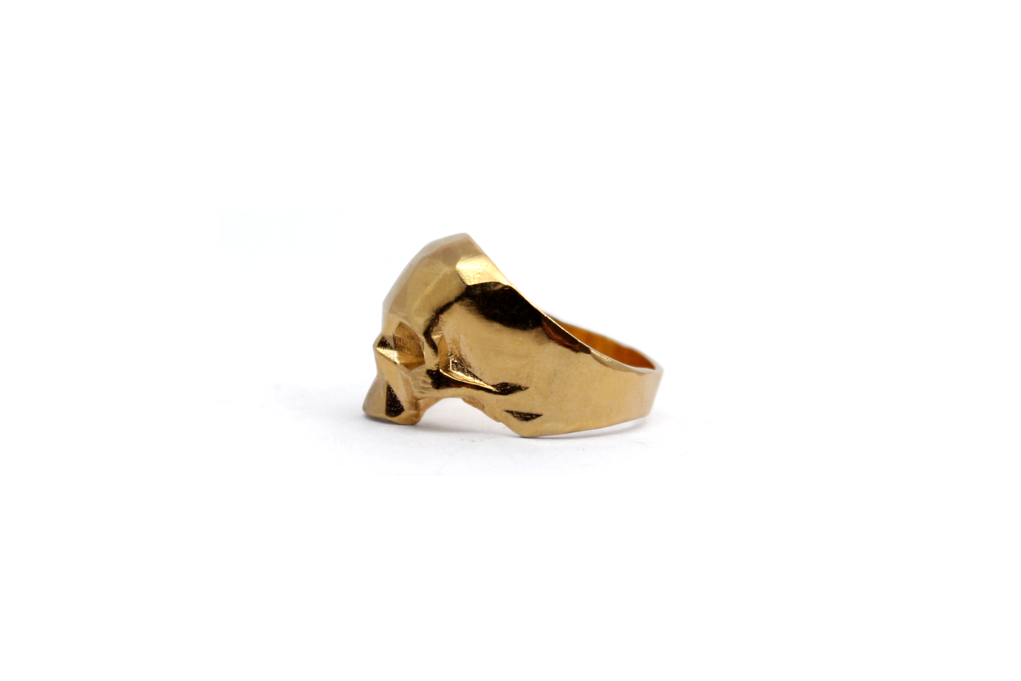 Anillo Craneo Low poly sin mandibula Dorado