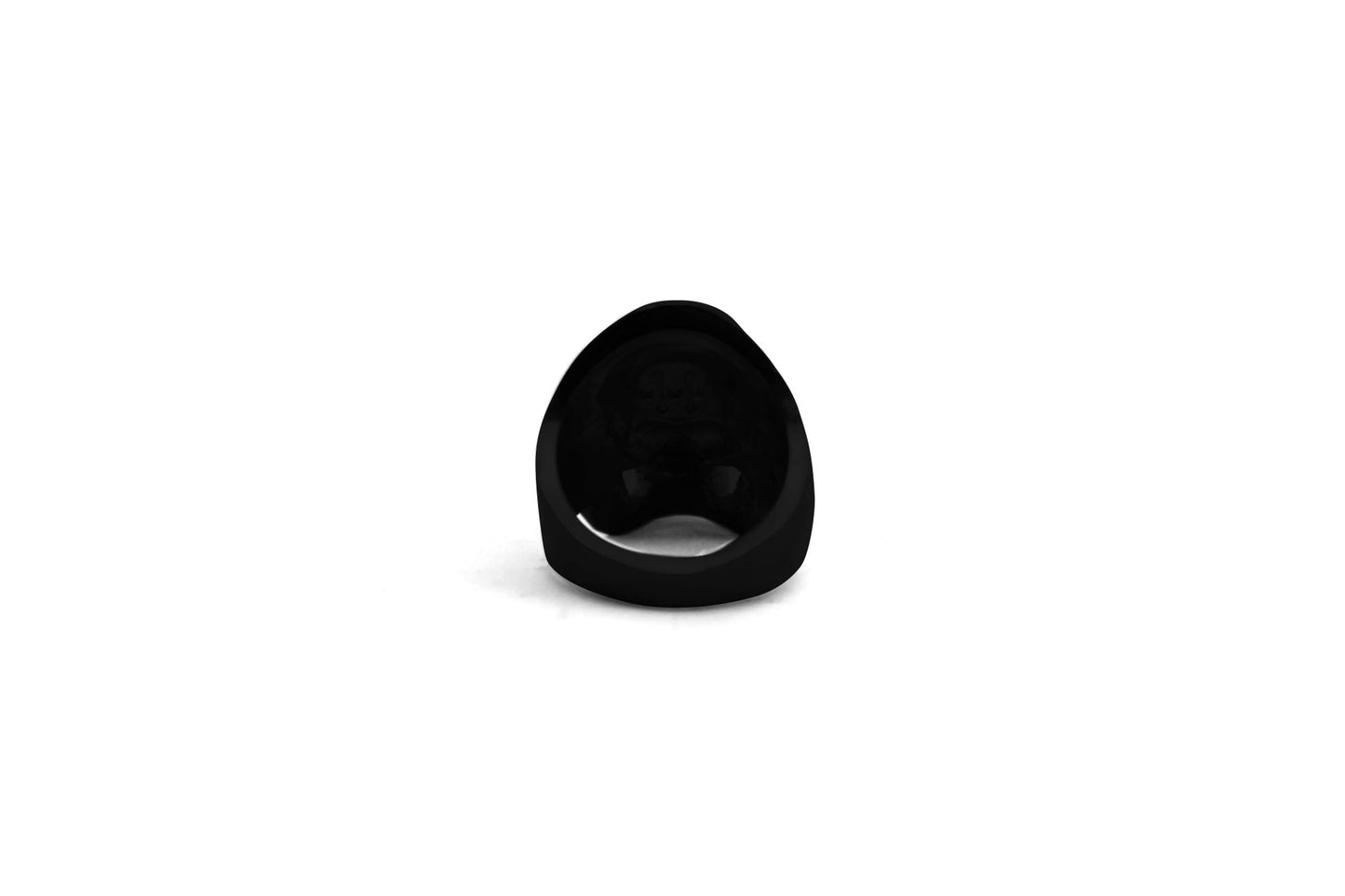 Anillo Craneo Low Poly con Mandibula Negro Mate