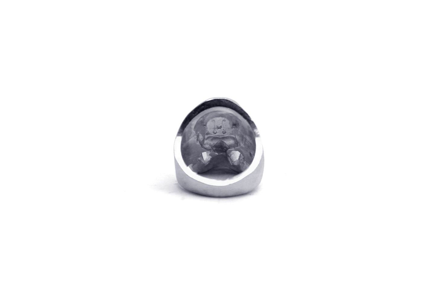 Anillo Craneo Low Poly con Mandibula Cromado