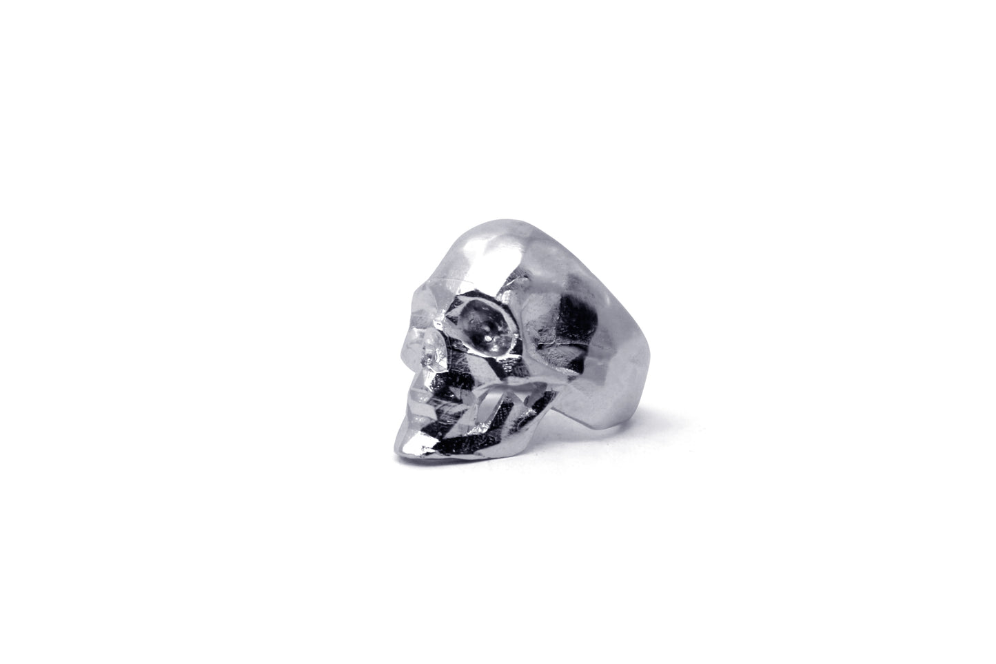 Anillo Craneo Low Poly con Mandibula Cromado