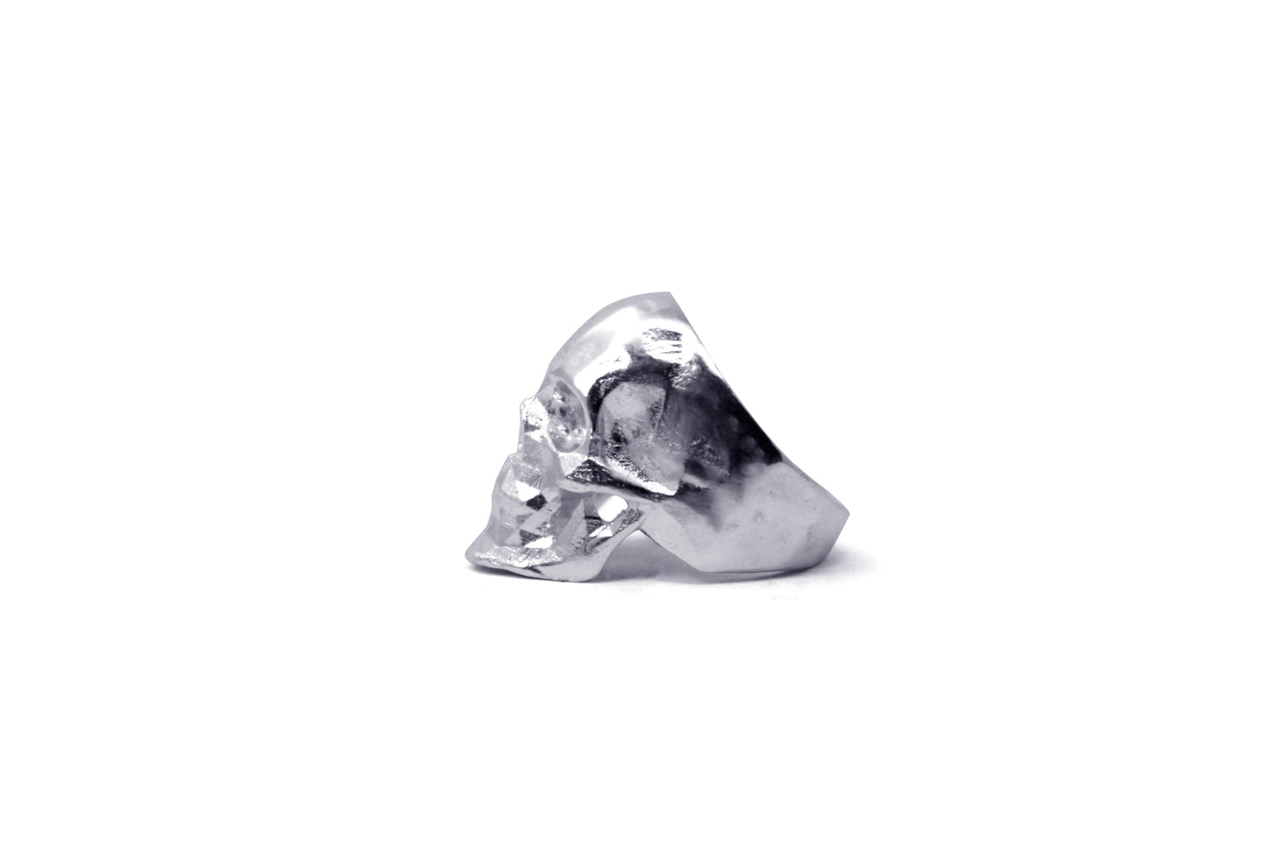 Anillo Craneo Low Poly con Mandibula Cromado