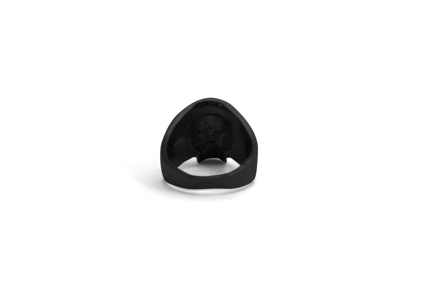 Anillo Craneo Low Poly sin Mandibula Negro Mate
