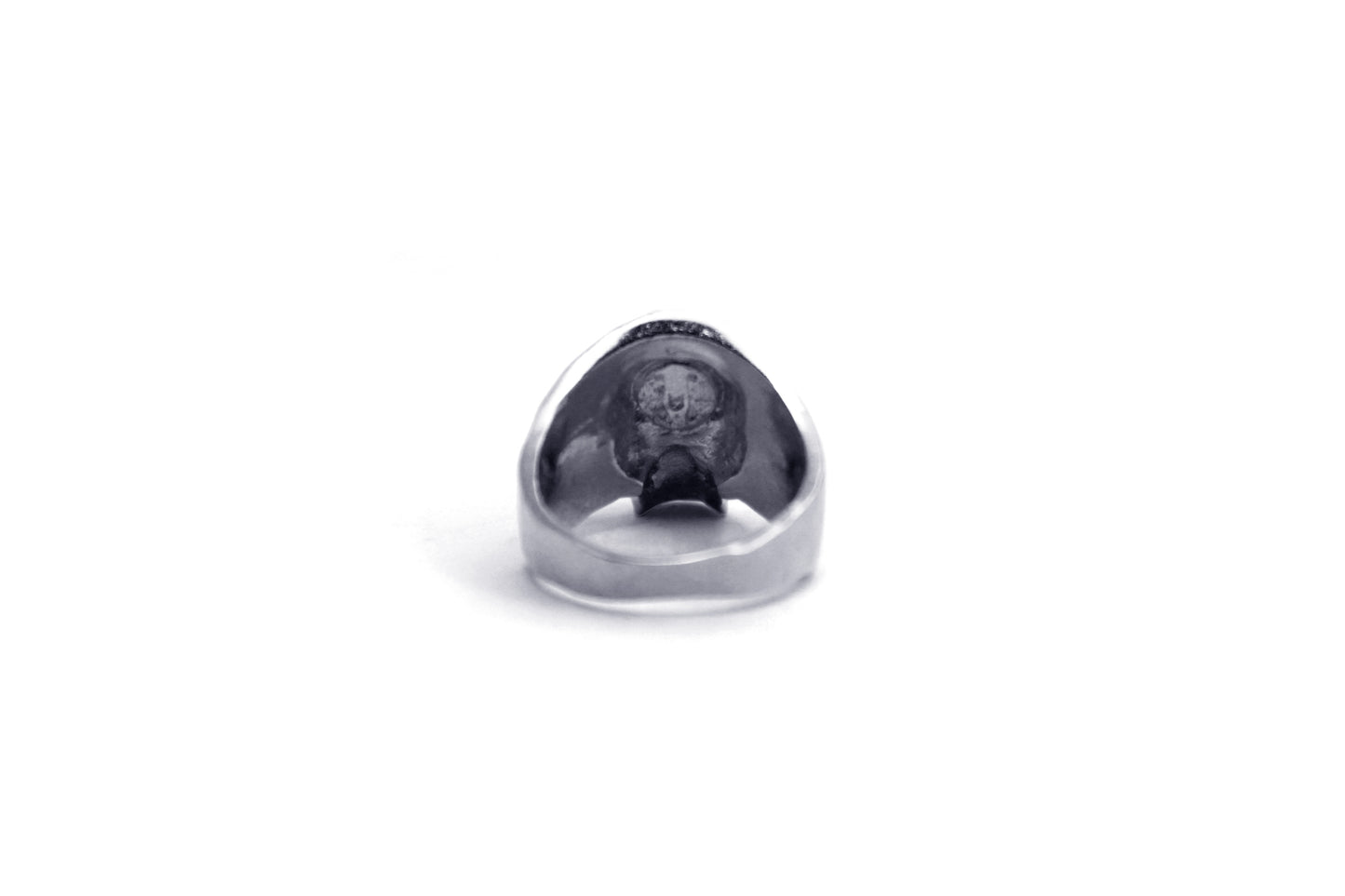 Anillo Craneo Low Poly sin Mandibula Cromado