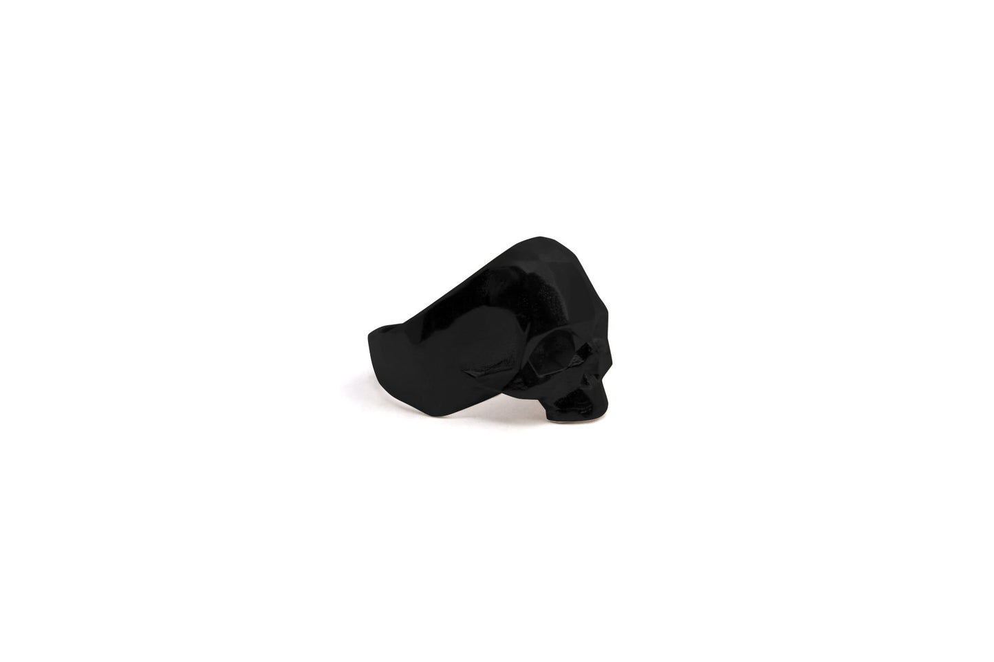 Anillo Craneo Low Poly sin Mandibula Negro Mate
