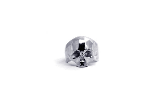 Anillo Craneo Low Poly sin Mandibula Cromado