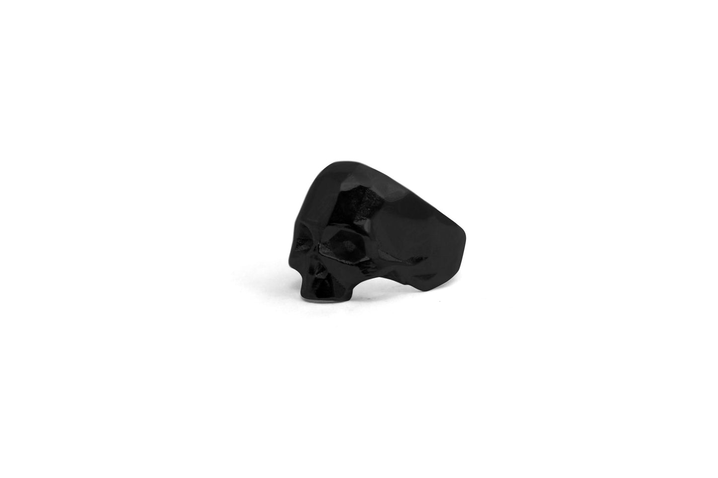 Anillo Craneo Low Poly sin Mandibula Negro Mate