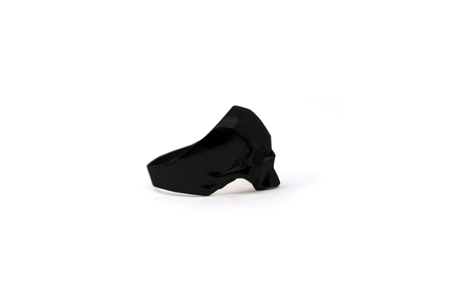 Anillo Craneo Low Poly sin Mandibula Negro Mate