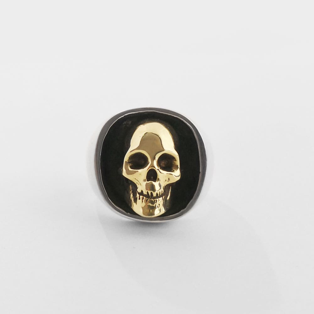 Signet Plata con Craneo en bronce