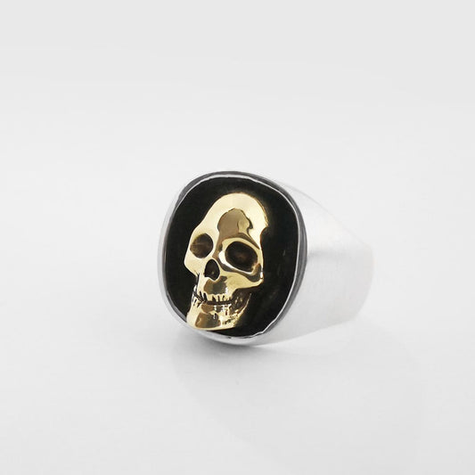 Signet Plata con Craneo en bronce