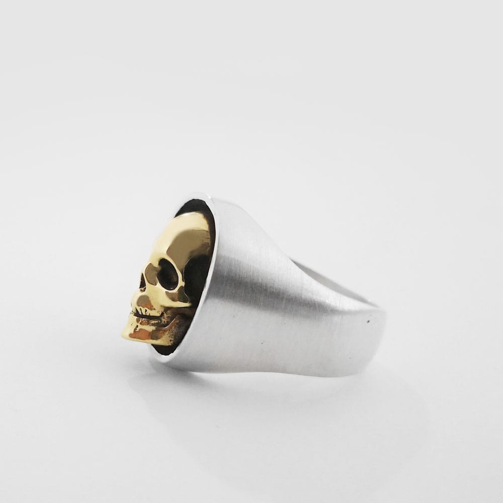 Signet Plata con Craneo en bronce