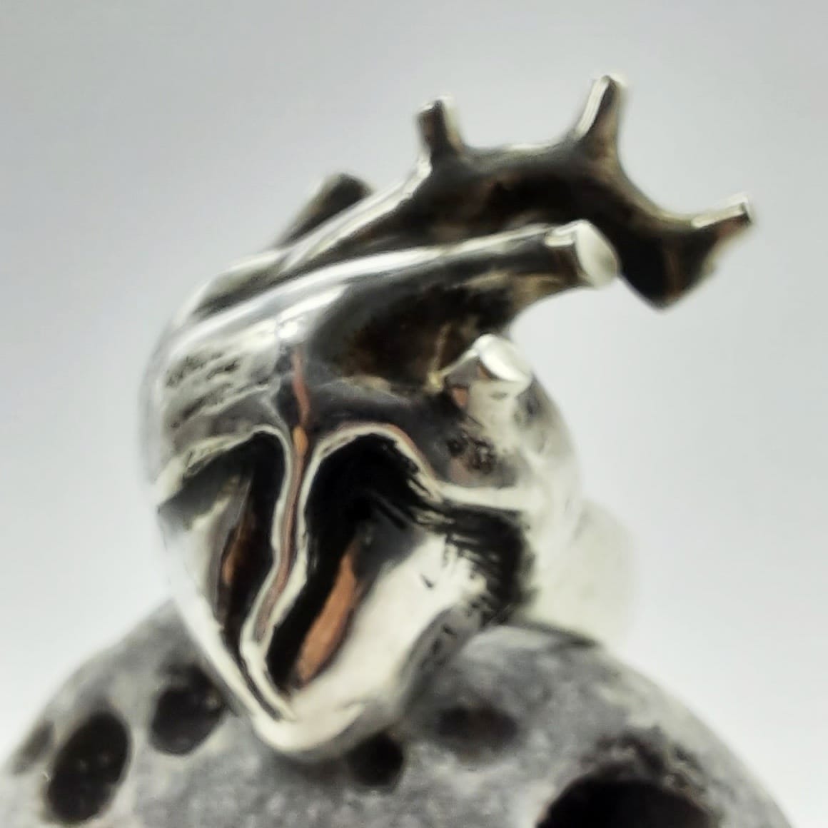 Anillo Corazón Anatómico Plata