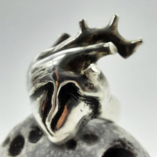 Anillo Corazón Anatómico Plata