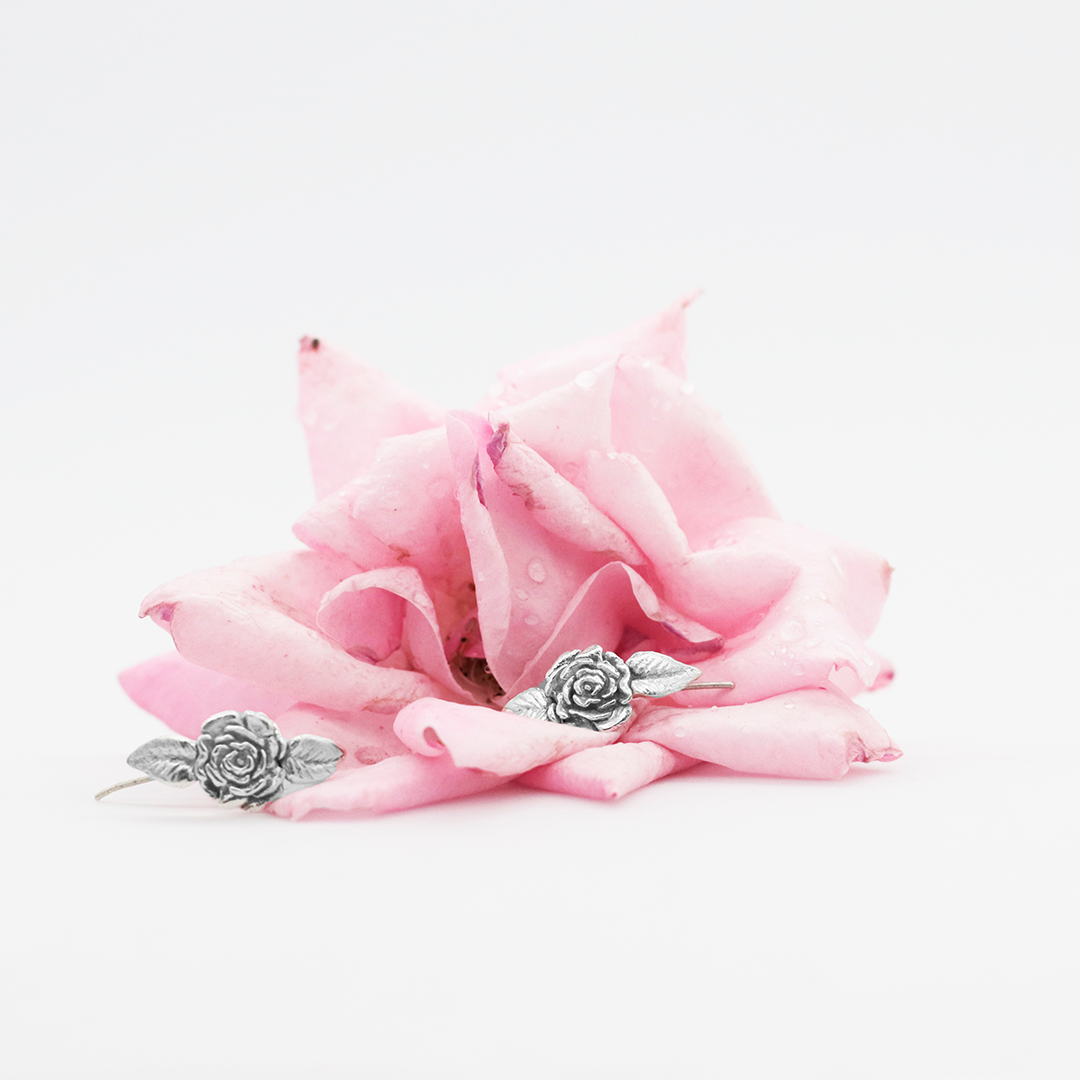 Earclimber Rosa con Hojas.