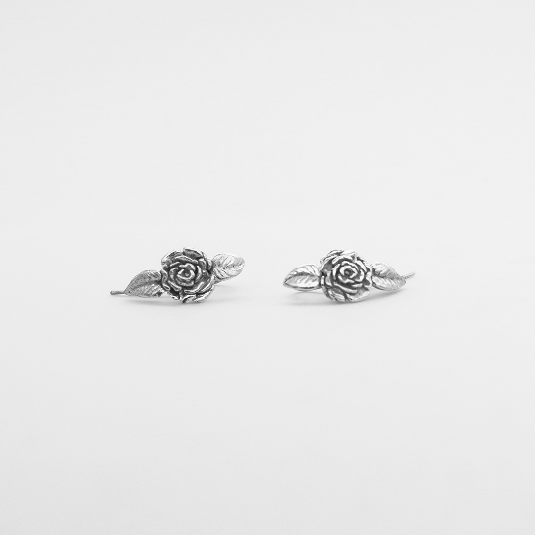 Earclimber Rosa con Hojas.
