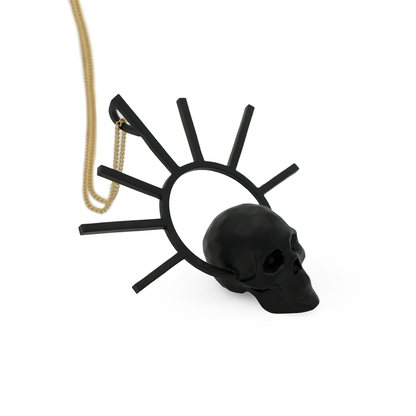 Craneo 3D collar corona Negro mate