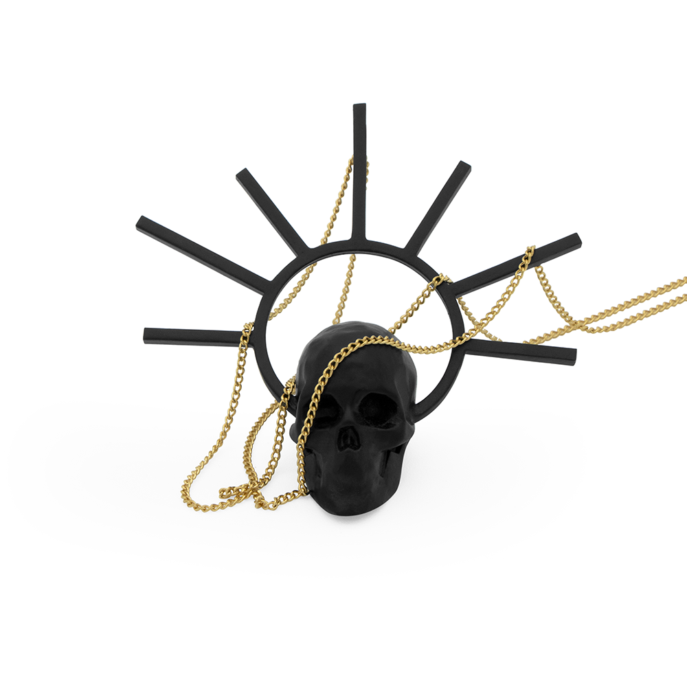 Craneo 3D collar corona Negro mate