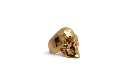 Anillo Craneo Low poly con mandibula Dorado