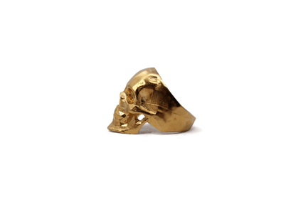 Anillo Craneo Low poly con mandibula Dorado