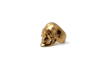 Anillo Craneo Low poly con mandibula Dorado