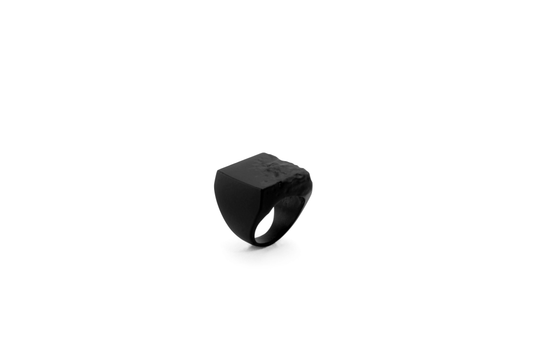 Anillo Tierra Agua Grande Negro Mate